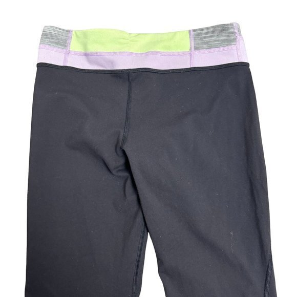 Lululemon Size 2 Tadasana Slit Crop Black Lilac Green Gray Active Workout Pant - Picture 5 of 7